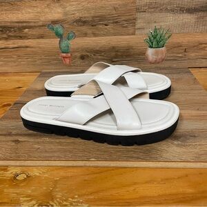 Stuart Weitzman Elodie Leather Slide Sandal Womens size 9 white neutral